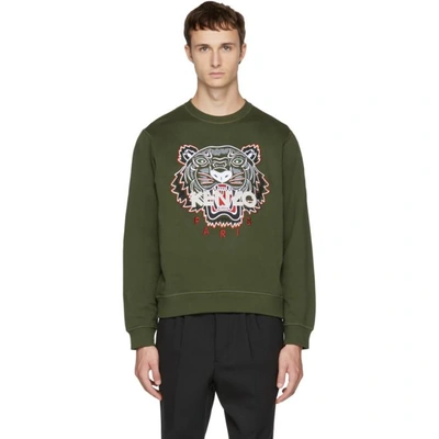 Shop Kenzo Khaki Tiger Sweatshirt In 51 Dark Khaki