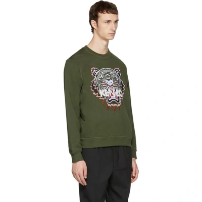 Shop Kenzo Khaki Tiger Sweatshirt In 51 Dark Khaki