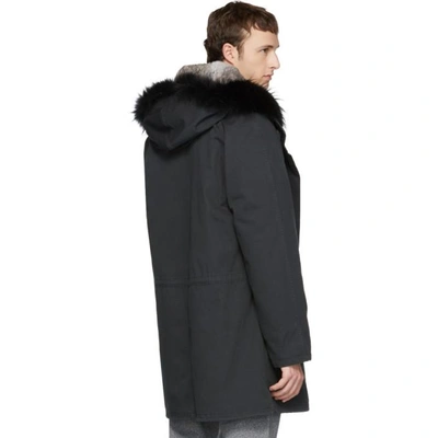 Shop Yves Salomon Black Original Fur Parka In B0248 Washed Black/b