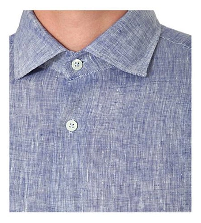 Shop Frescobol Carioca Regular-fit Linen Shirt In Aqua