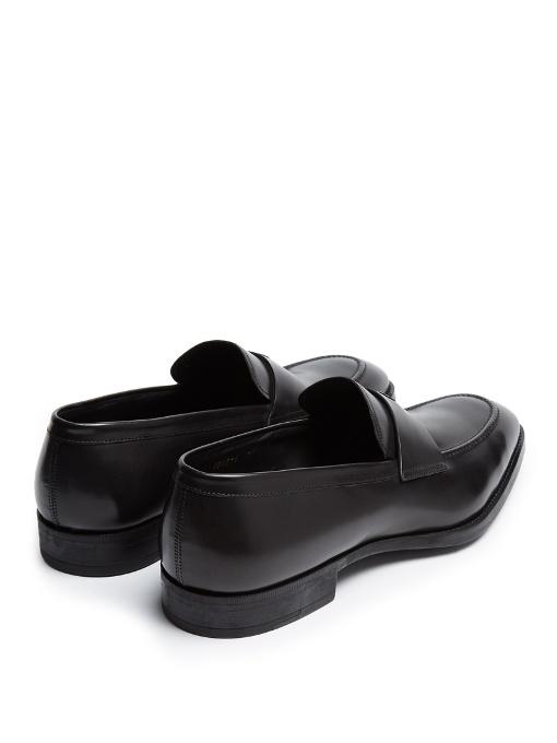 Giorgio Armani Men's Textured Leather Penny Loafers In 0002 Nero | ModeSens