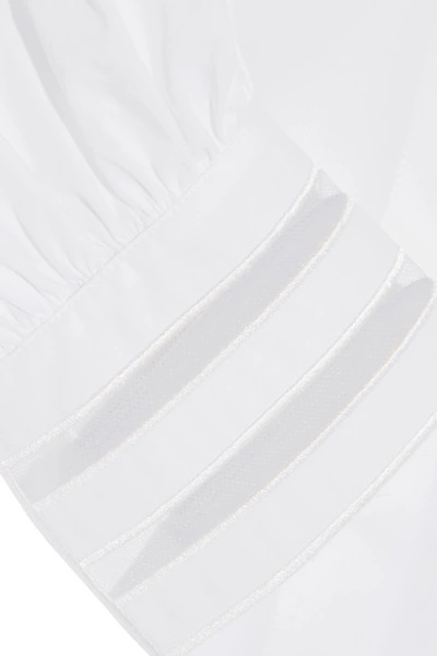 Shop Fendi Tulle-trimmed Cotton-poplin Shirt