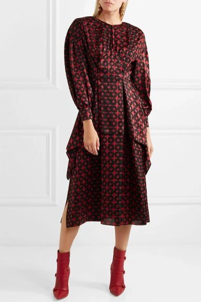 Shop Fendi Layered Silk-jacquard Midi Dress