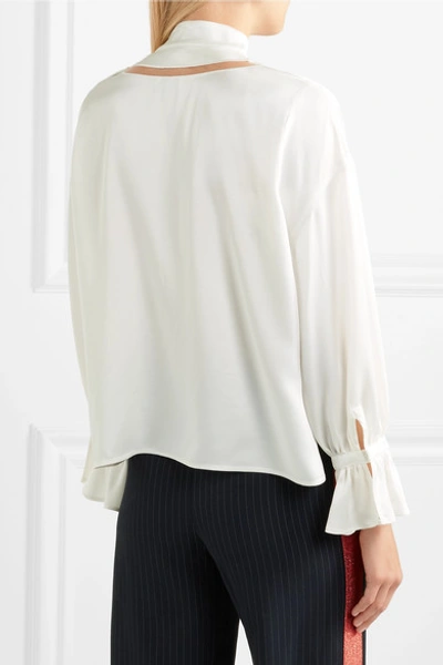 Shop Fendi Mesh-trimmed Satin Blouse