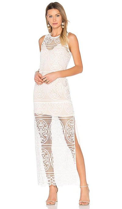 Shop Aijek Blackjack Embroidered Column Maxi Dress In White