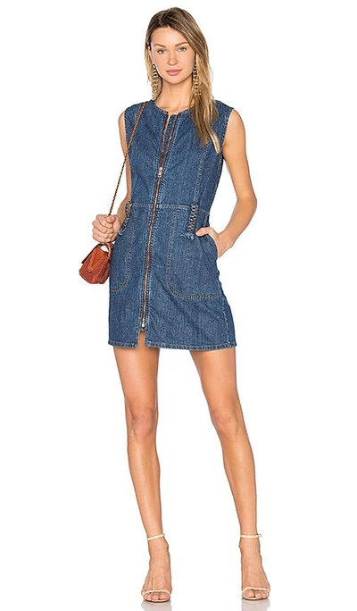 Shop See By Chloé Flared Mini Dress In Washed Indigo