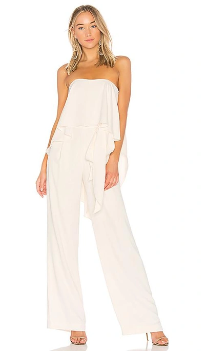 Shop Halston Heritage Strapless Jumpsuit With Flowy Back In Cream
