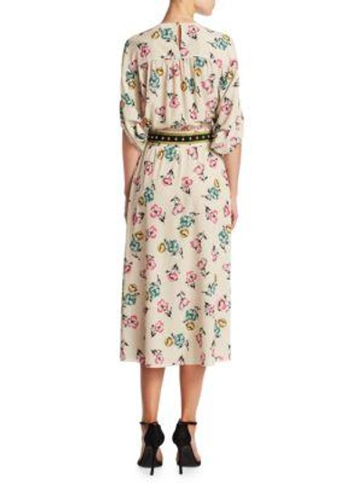 Shop Red Valentino Floral Midi Dress In Ivory