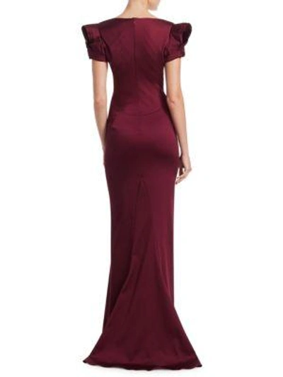 Shop Zac Zac Posen Classic Velvet Gown In Red