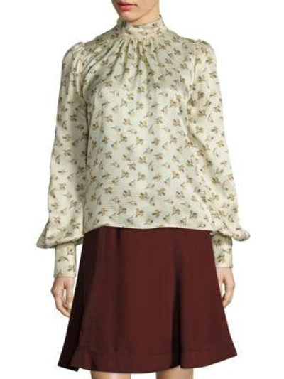Shop Marc Jacobs Silk Floral Blouse In Cream Multi