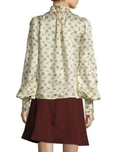 Shop Marc Jacobs Silk Floral Blouse In Cream Multi