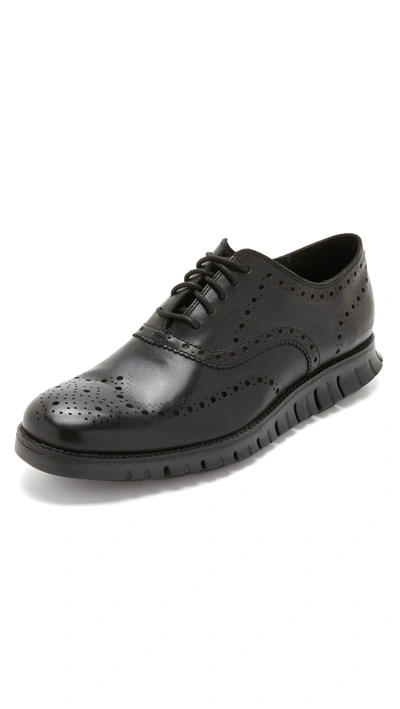Shop Cole Haan Zerogrand Wingtip Oxford Shoes In Black/black
