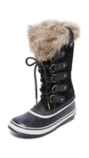 Sorel Joan Of Arctic Faux Fur-trimmed Waterproof Suede And Rubber Boots In Black/ Quarry