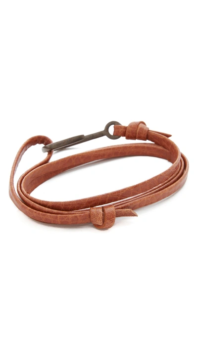 Shop Miansai Hook Leather Wrap Bracelet In Black