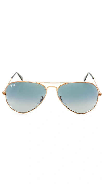 Shop Ray Ban Aviator Sunglasses In Bronze/grey