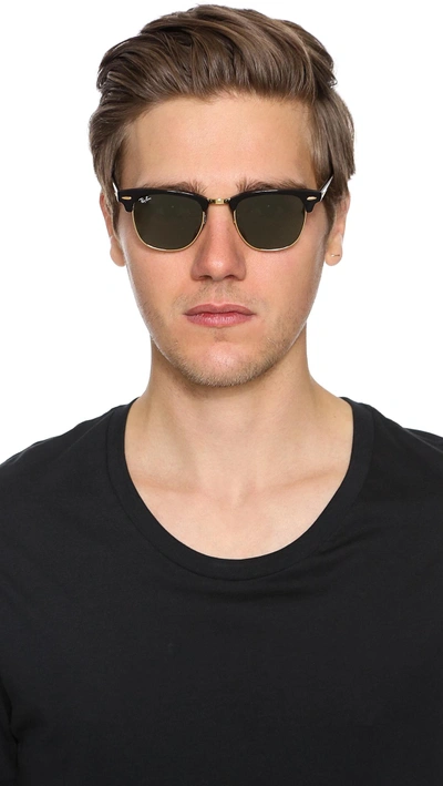 Shop Ray Ban Clubmaster Classic Sunglasses In Black/gold