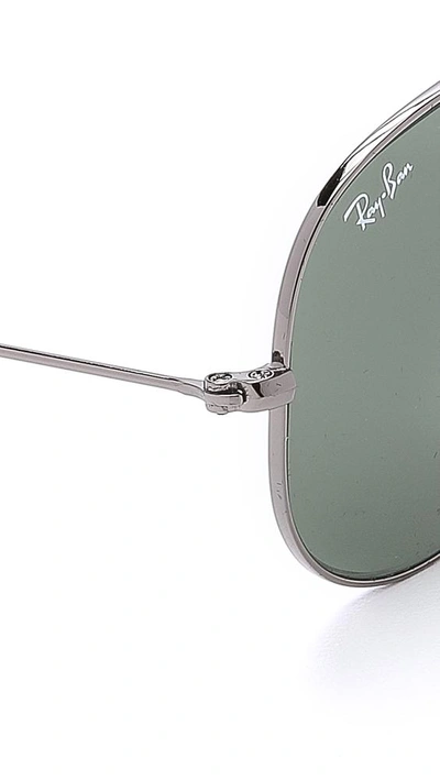 Shop Ray Ban Original Aviator Sunglasses In Gunmetal/green