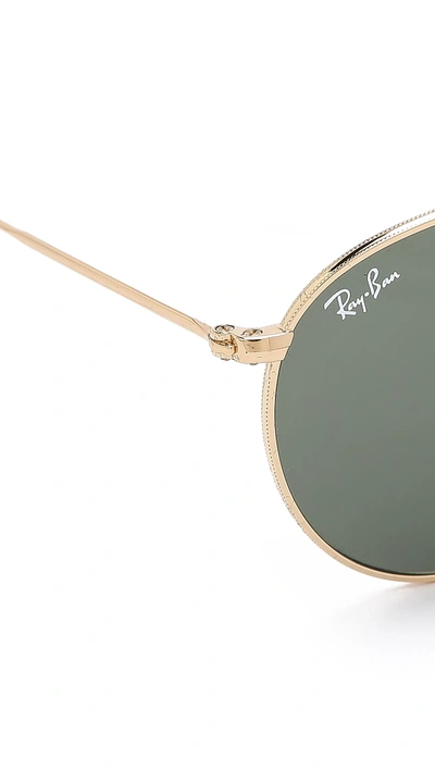 Ray Ban Round Metal Sunglasses In Gold/green
