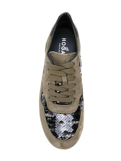 Shop Hogan Sequin Embellished Platform Sneakers In Green