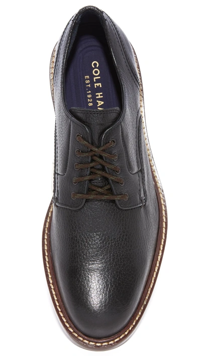 Shop Cole Haan Adams Grand Plain Tumbled Leather Oxfords In Black