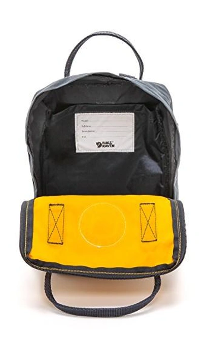 Shop Fjall Raven Kanken Mini Backpack In Navy/yellow