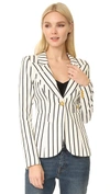 Smythe Striped Pouf-sleeve One-button Blazer In Ivory/black Stripe