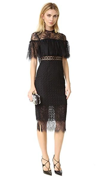 Shop Cynthia Rowley Geo Lace Midi Dress In Black