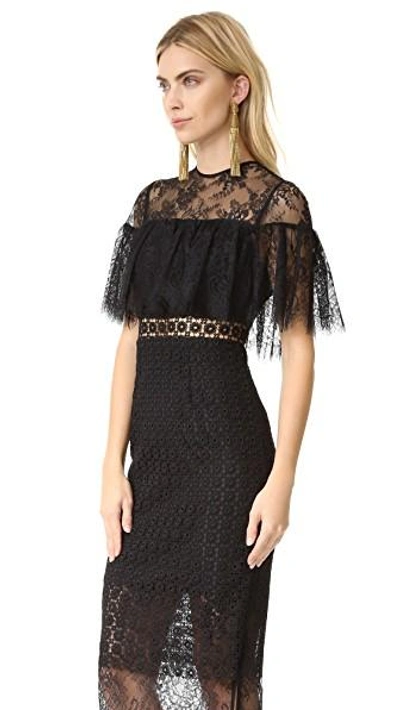 Shop Cynthia Rowley Geo Lace Midi Dress In Black