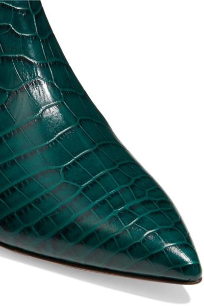 Shop Aquazzura Quant Croc-effect Leather Ankle Boots In Emerald
