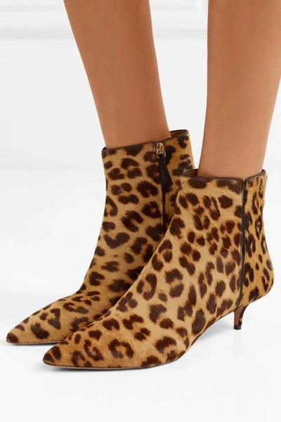 Shop Aquazzura Quant Leopard-print Calf Hair Ankle Boots