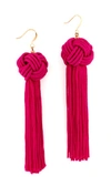 Vanessa Mooney The Astrid Knotted Tassel Earrings In Fuscia