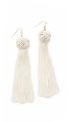 Vanessa Mooney The Astrid Knotted Tassel Earrings In Ivory