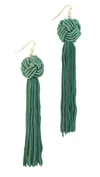 Vanessa Mooney The Astrid Knotted Tassel Earrings In Green