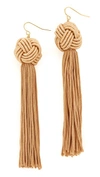 Vanessa Mooney The Astrid Knotted Tassel Earrings In Tan