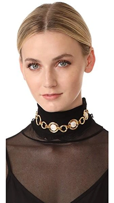 Shop Vita Fede Moneta Single Stone Choker Necklace In Gold/mother Of Pearl