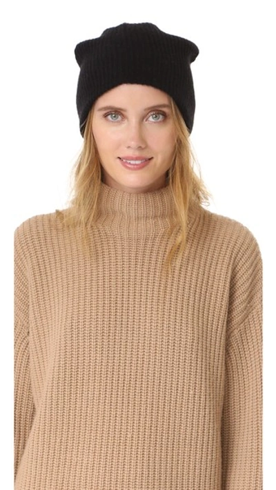 White + Warren Cashmere Plush Rib Beanie In Black