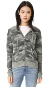 Splendid Active Camo Zip Hoodie In Vintage Olive Camo