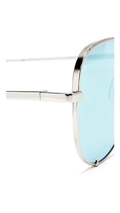 Quay Women's High Key Mirrored Brow Bar Aviator Sunglasses, 56mm In Silver/blue