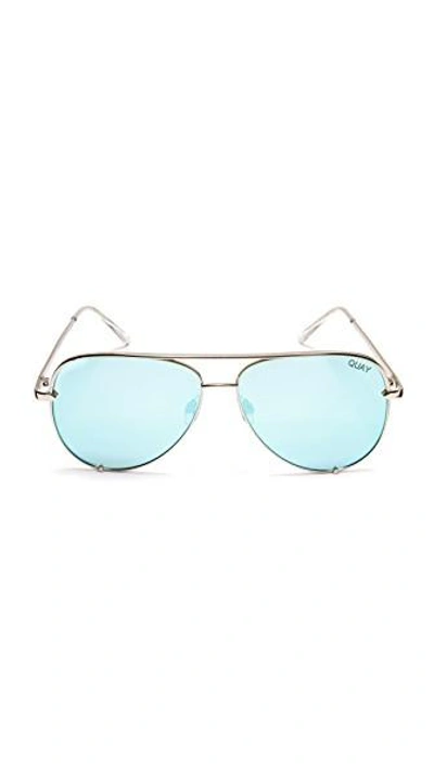 Shop Quay X Desi Perkins High Key Sunglasses In Silver/blue