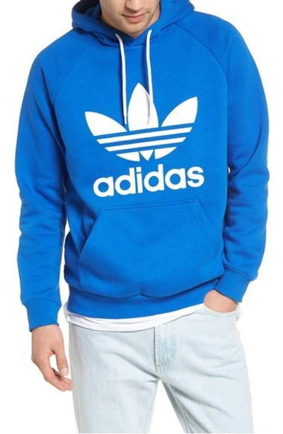 Shop Adidas Originals Originals Trefoil Graphic Hoodie In Blue