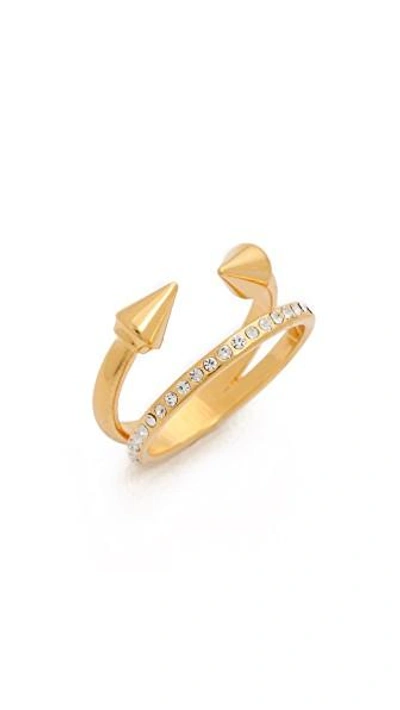 Shop Vita Fede Ultra Mini Titan Crystal Band Ring In Gold/clear