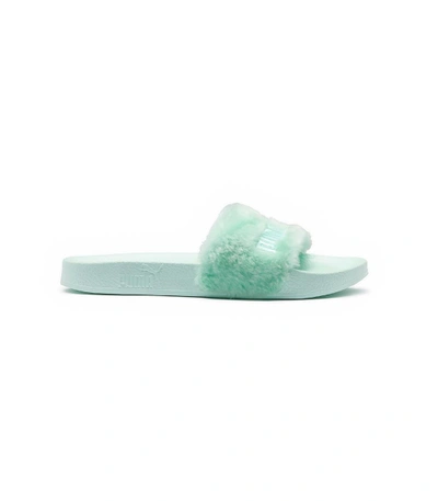 Shop Puma Green Fenty X  By Rihanna Fur Slides