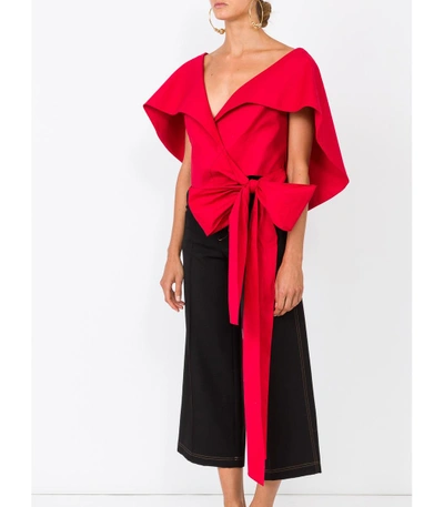 Shop Rosie Assoulin Red Geometric Wrap Cropped Top