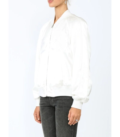 Shop Alexander Wang White Palm Tree Embroidered Bomber Jacket