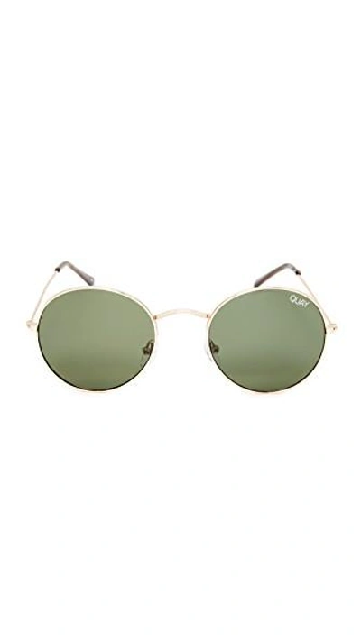 Shop Quay Mod Star Sunglasses In Gold/green