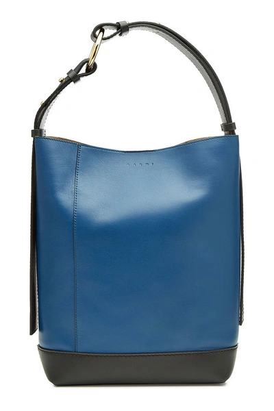 Marni Leather Tote In Blue