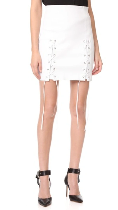 Theperfext Laced Hem Miniskirt In White