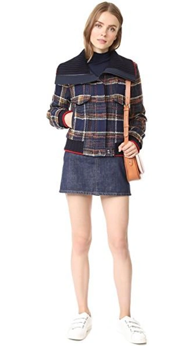 Shop Grey Jason Wu Tweed Jacket In Midnight Multi