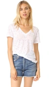 Rails Cara V-neck Slub Knit Tee In White