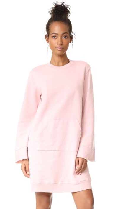 Clu Too Bell Sleeve Sweatshirt Dress In Candy Pink